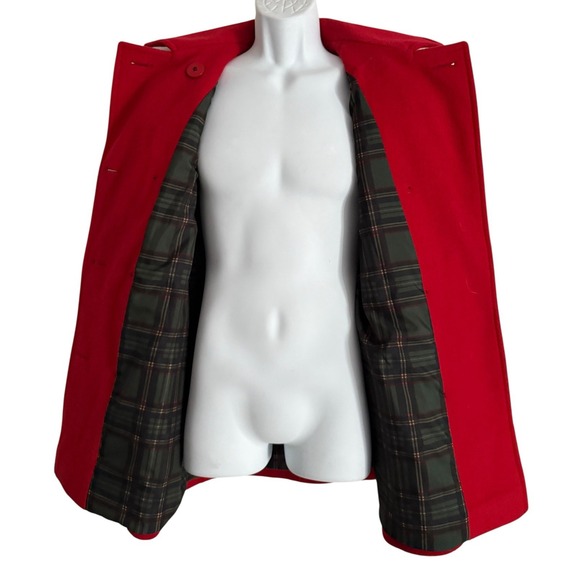 Talbots‎ Women Pea Coat 10 Red Double Breasted Wool Blend Tartan Lining - Picture 8 of 11